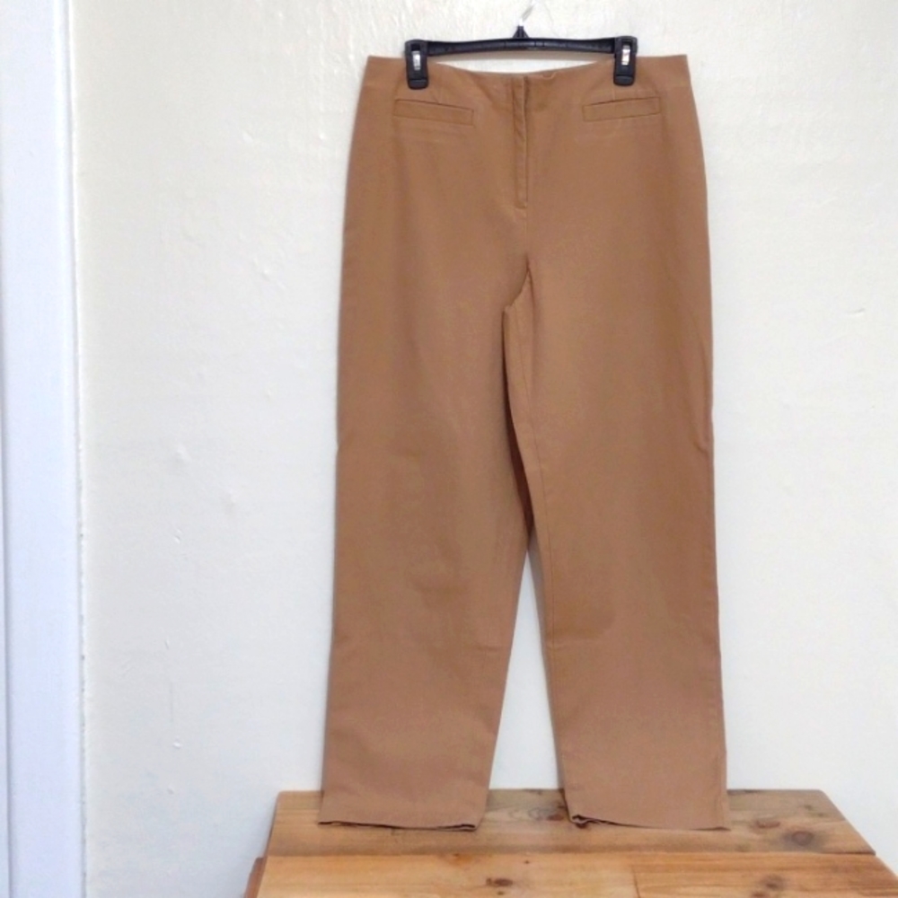 Talbots Vintage Tan High Waisted Straight Leg Dress Pants Size 14